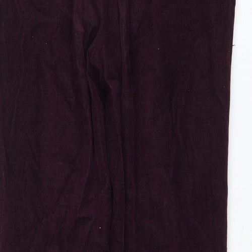 Marks and Spencer Womens Purple Cotton Trousers Size 14 L31 in Regular Zip