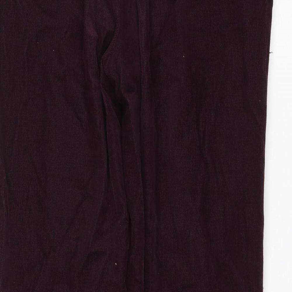 Marks and Spencer Womens Purple Cotton Trousers Size 14 L31 in Regular Zip