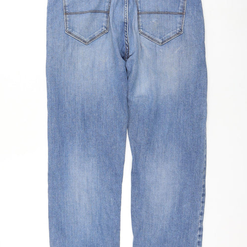 Marks and Spencer Womens Blue Cotton Straight Jeans Size 32 in L29 in Regular Zip