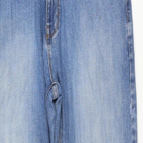 Marks and Spencer Womens Blue Cotton Straight Jeans Size 32 in L29 in Regular Zip