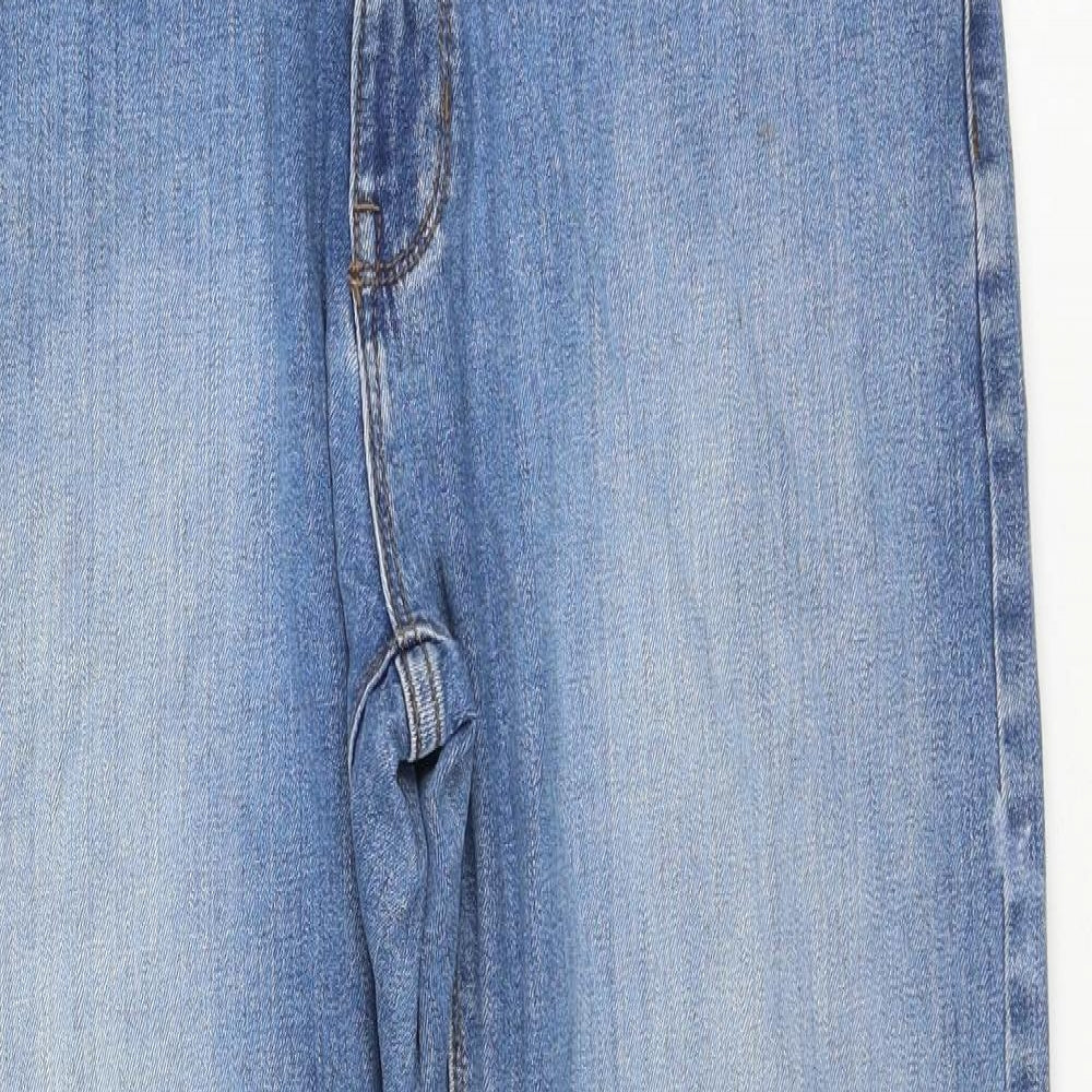 Marks and Spencer Womens Blue Cotton Straight Jeans Size 32 in L29 in Regular Zip