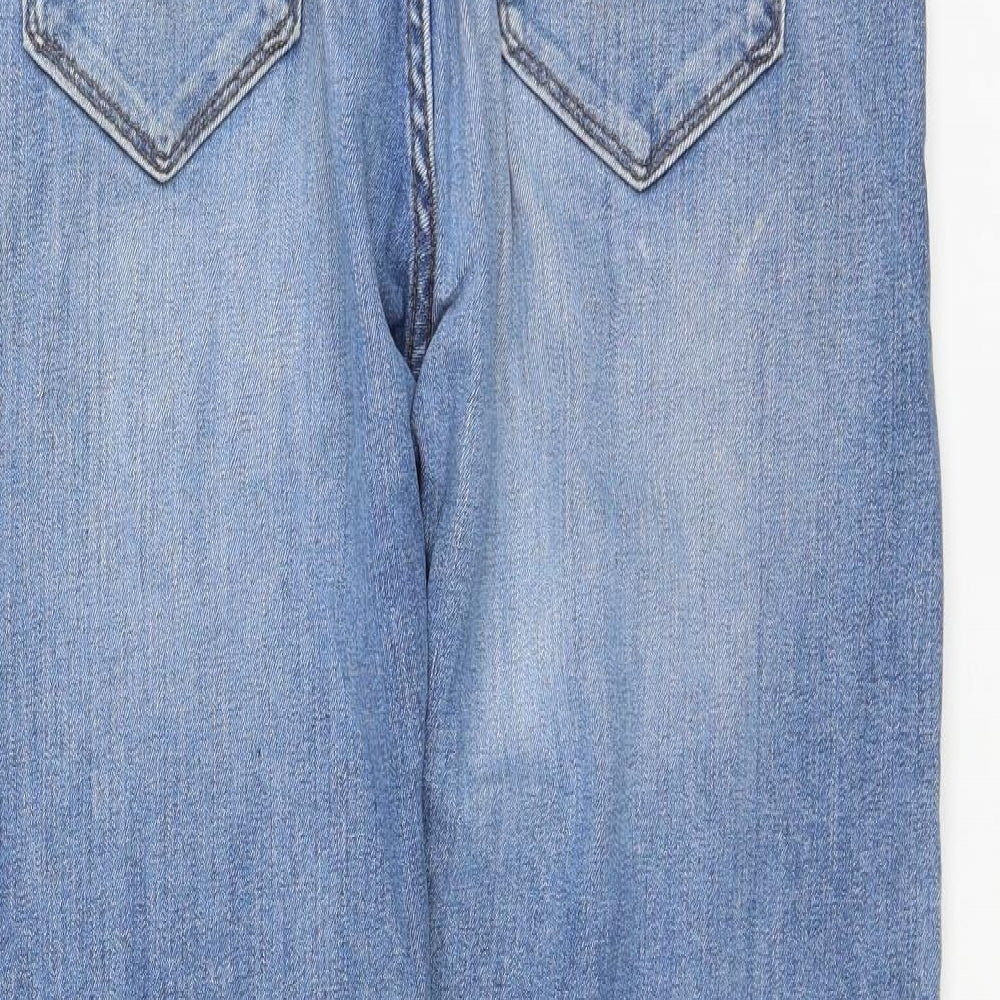 Marks and Spencer Womens Blue Cotton Straight Jeans Size 32 in L29 in Regular Zip