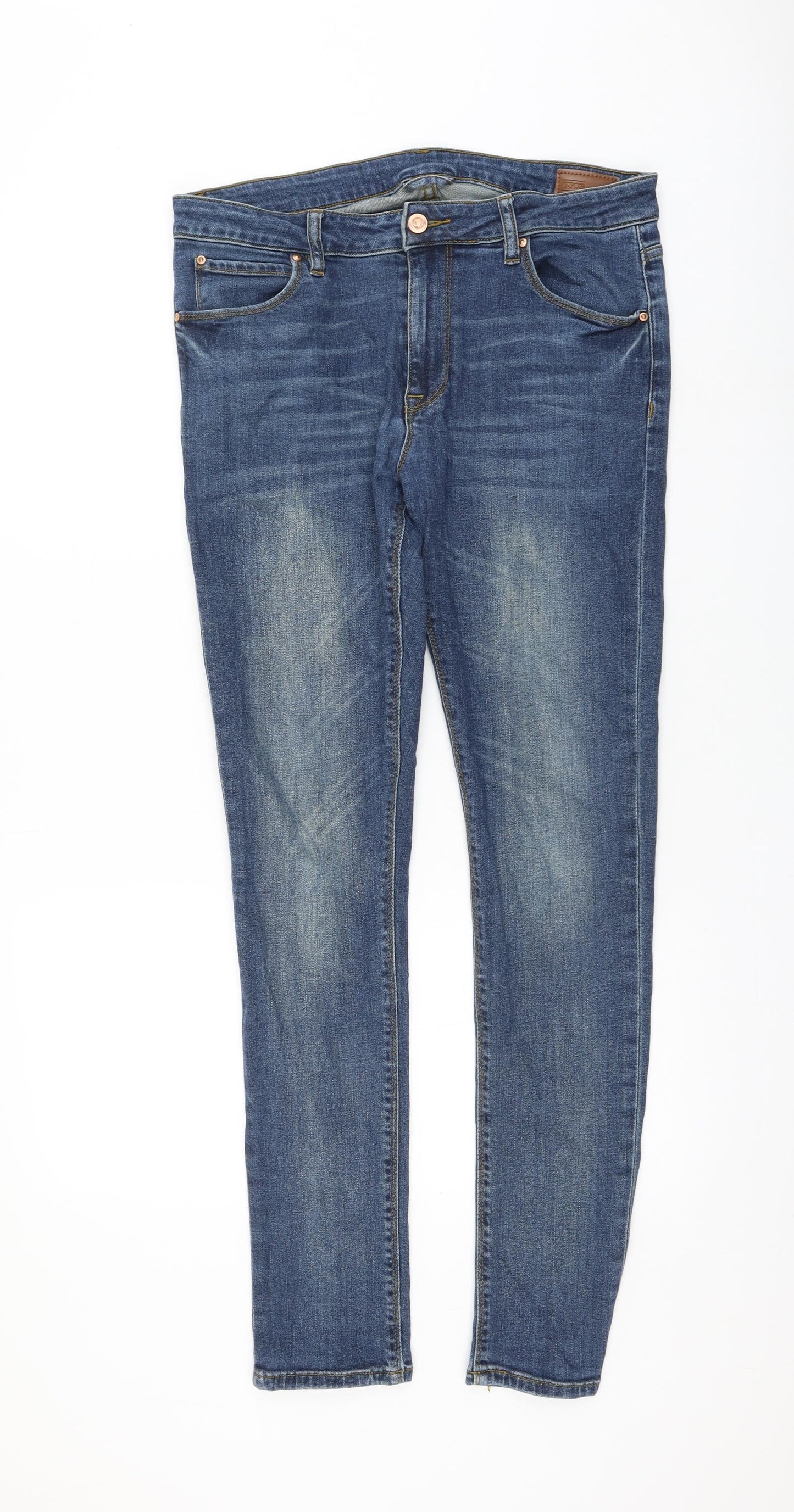 ASOS Womens Blue Cotton Skinny Jeans Size 32 in L32 in Regular Zip