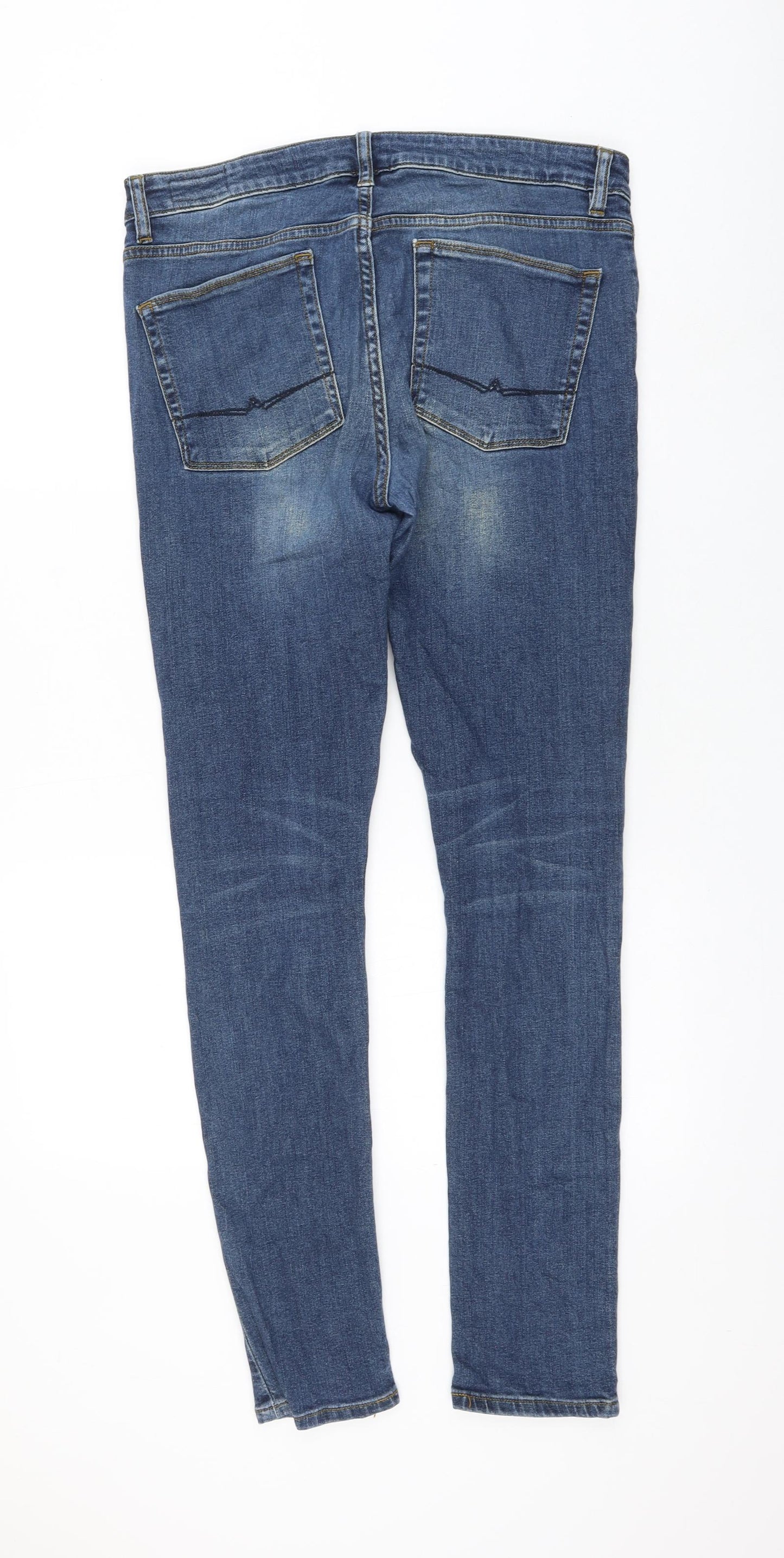 ASOS Womens Blue Cotton Skinny Jeans Size 32 in L32 in Regular Zip