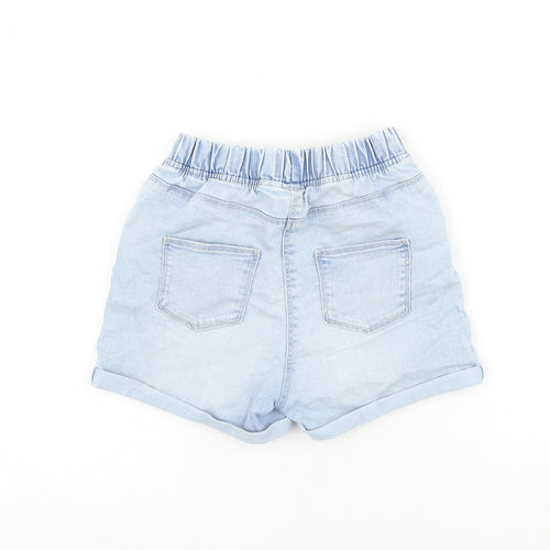 NEXT Girls Blue Cotton Boyfriend Shorts Size 8-9 Years Regular Drawstring