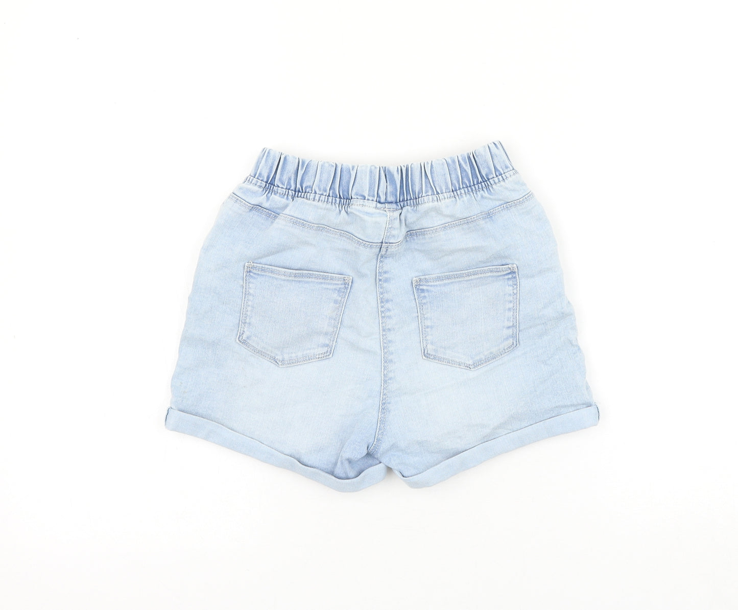 NEXT Girls Blue Cotton Boyfriend Shorts Size 8-9 Years Regular Drawstring