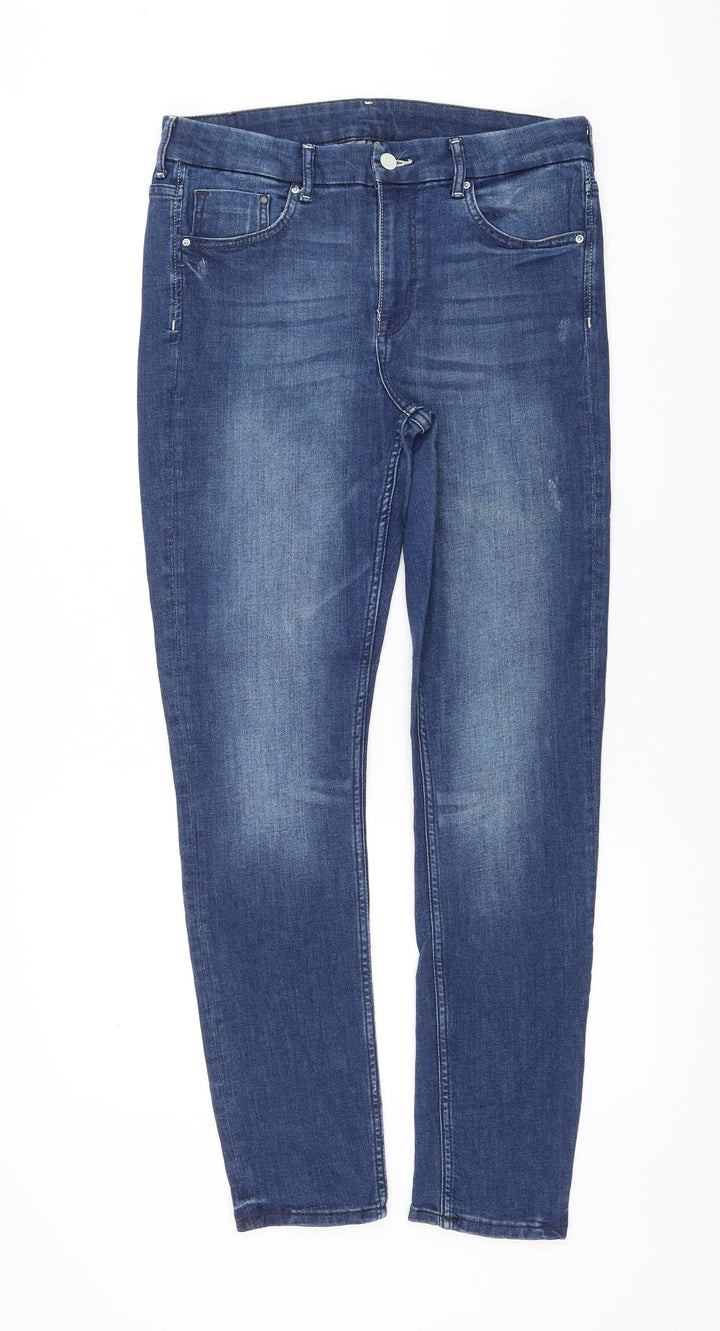 H&M Womens Blue Cotton Skinny Jeans Size 33 in L30 in Regular Zip