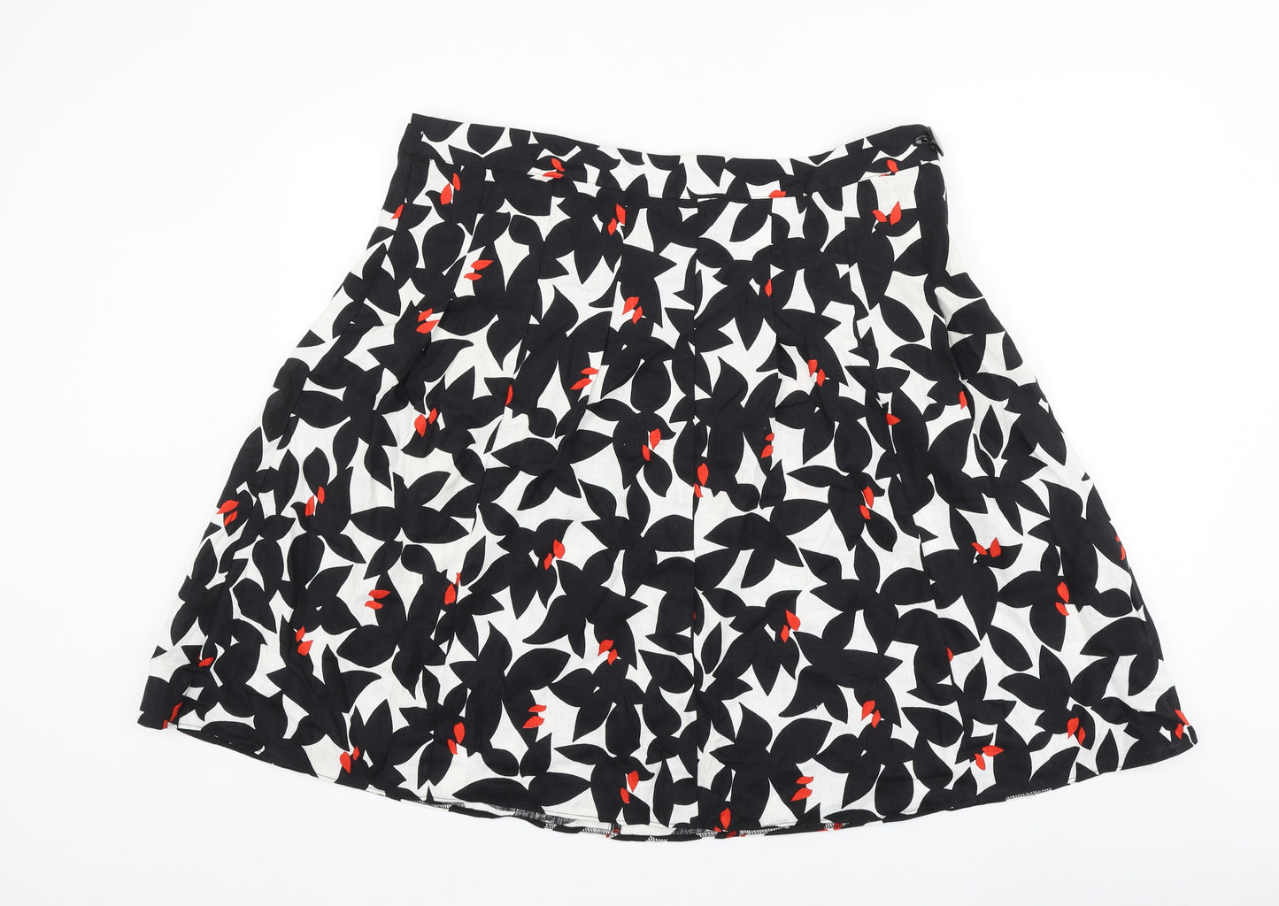 Marks and Spencer Womens Multicoloured Floral Linen A-Line Skirt Size 18 Zip