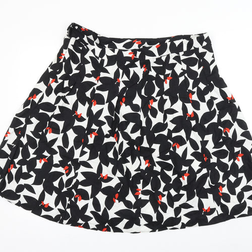 Marks and Spencer Womens Multicoloured Floral Linen A-Line Skirt Size 18 Zip