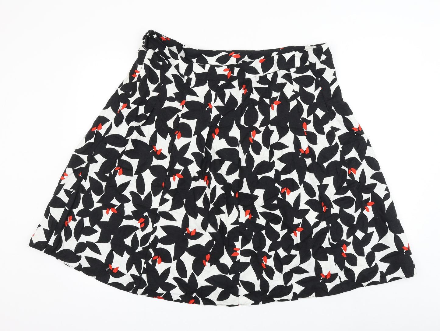 Marks and Spencer Womens Multicoloured Floral Linen A-Line Skirt Size 18 Zip