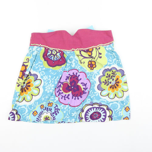 Preworn Womens Multicoloured Floral Polyester A-Line Skirt Size 30 in Zip