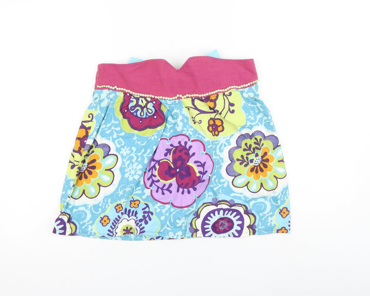 Preworn Womens Multicoloured Floral Polyester A-Line Skirt Size 30 in Zip