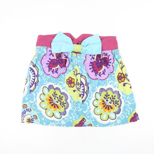 Preworn Womens Multicoloured Floral Polyester A-Line Skirt Size 30 in Zip