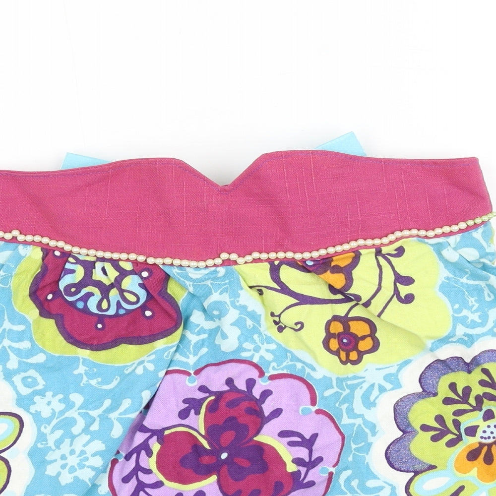 Preworn Womens Multicoloured Floral Polyester A-Line Skirt Size 30 in Zip