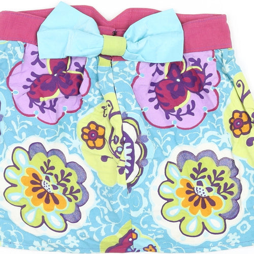 Preworn Womens Multicoloured Floral Polyester A-Line Skirt Size 30 in Zip