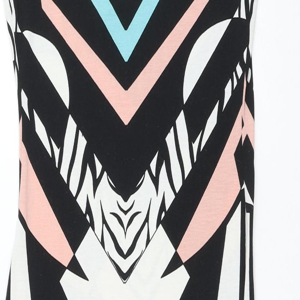 Atmosphere Womens Multicoloured Geometric Polyester Tank Dress Size 10 Round Neck Pullover