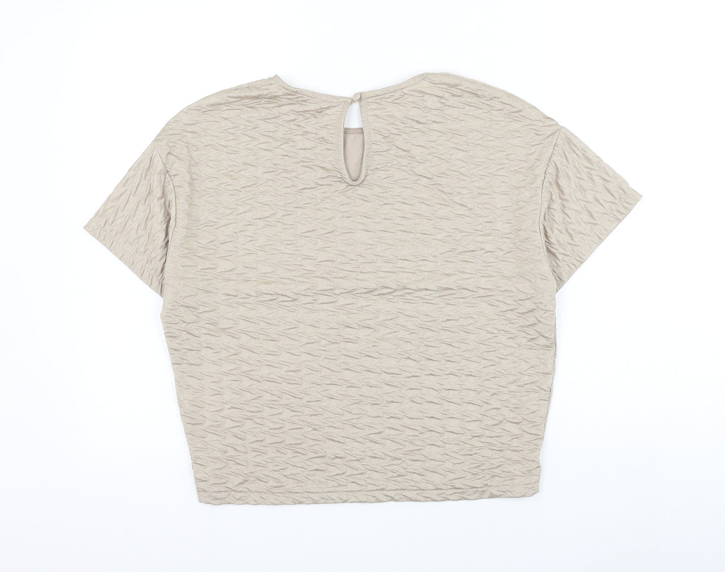 Great Plains Womens Beige Polyester Basic T-Shirt Size XS Round Neck - Textured