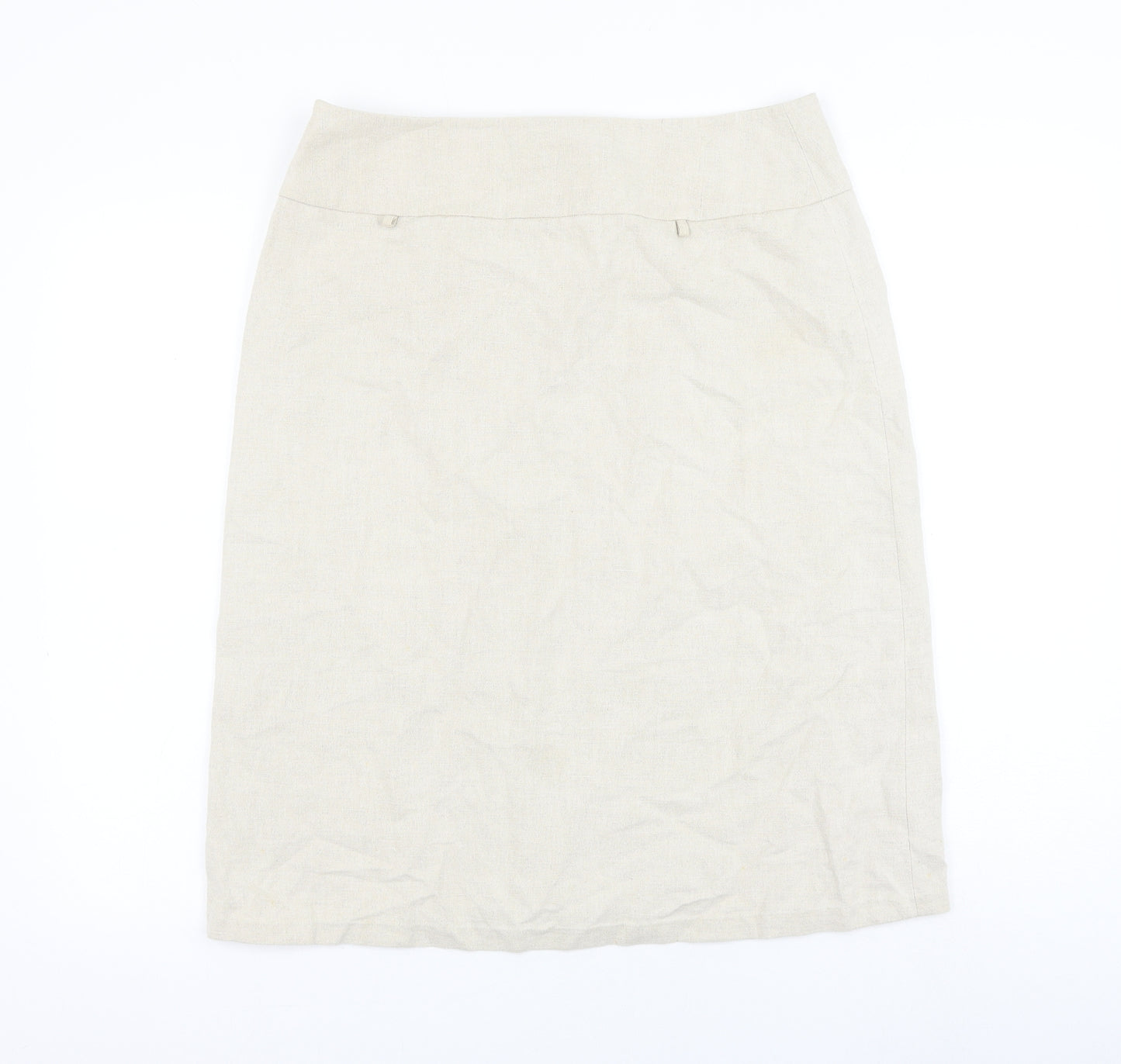 Fake London Womens Beige Linen A-Line Skirt Size L Zip