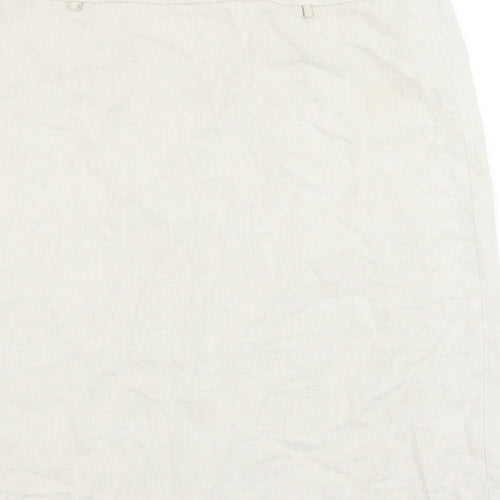 Fake London Womens Beige Linen A-Line Skirt Size L Zip