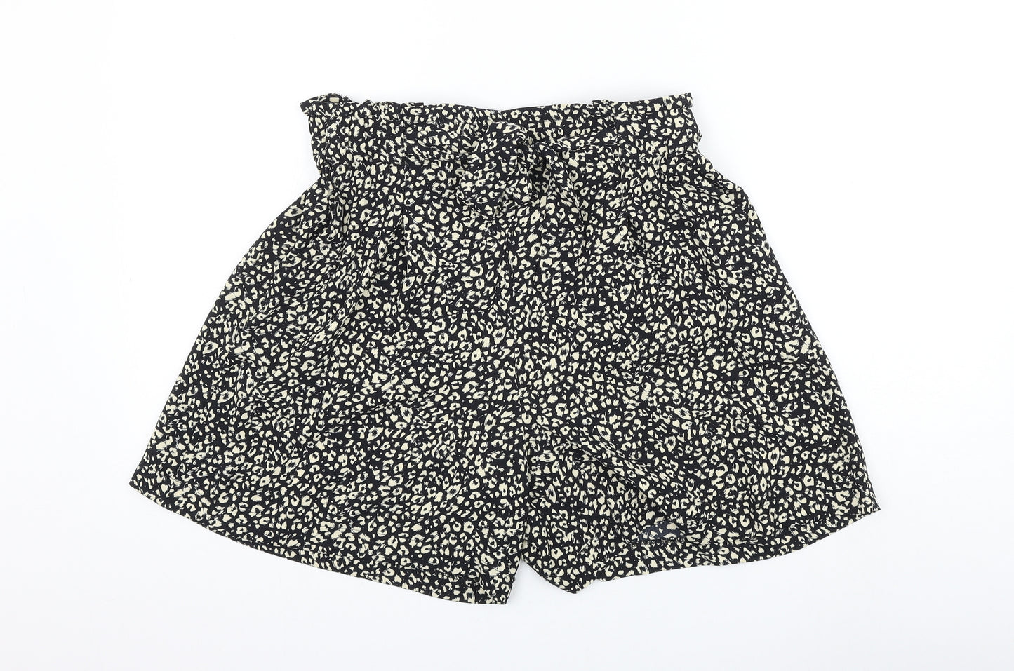 TU Womens Black Animal Print Polyester Culotte Shorts Size 12 L5 in Regular Tie