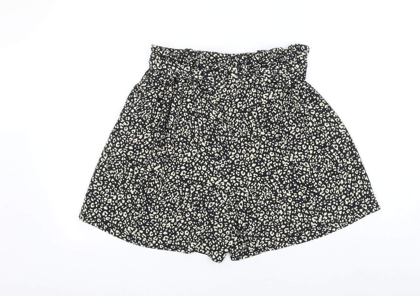 TU Womens Black Animal Print Polyester Culotte Shorts Size 12 L5 in Regular Tie