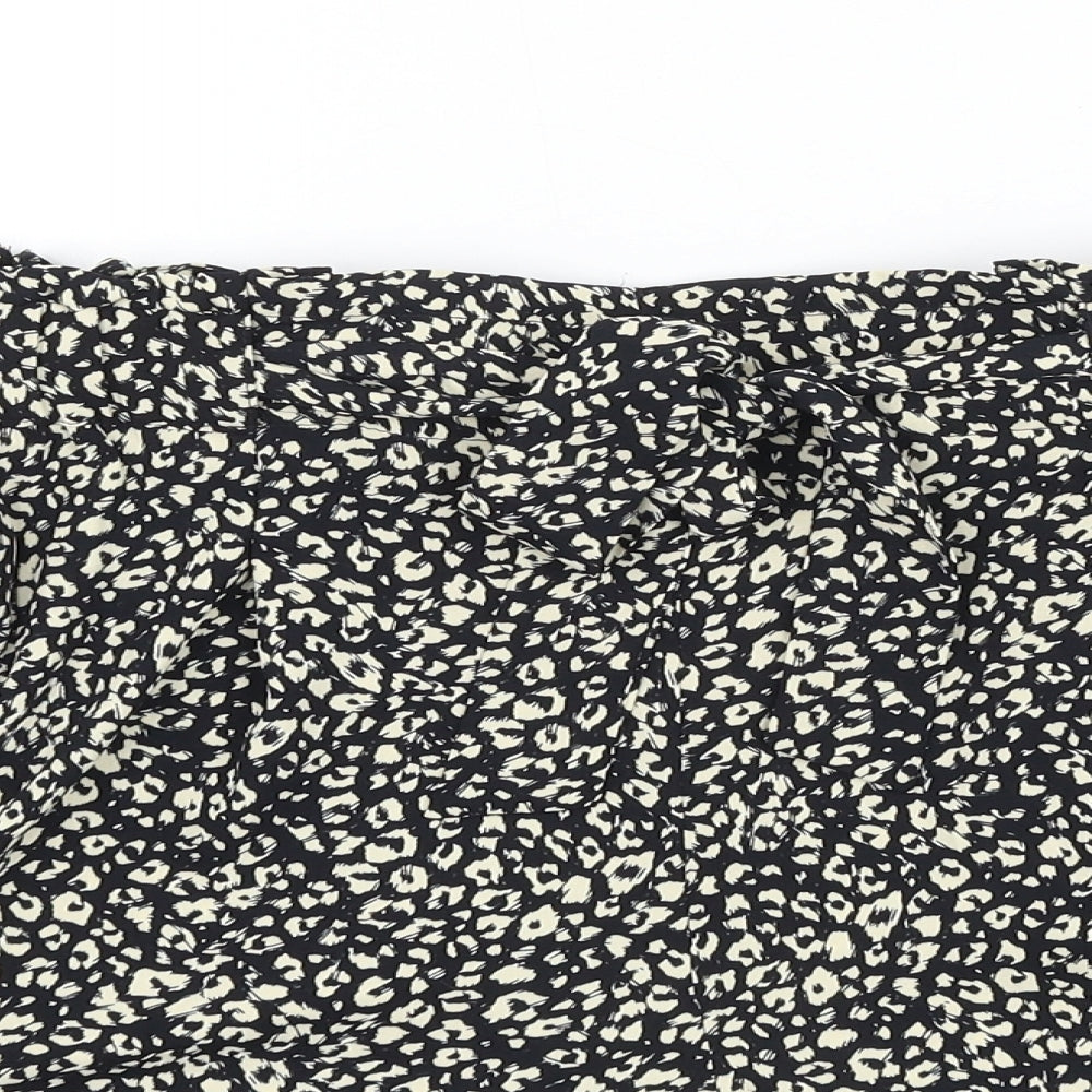 TU Womens Black Animal Print Polyester Culotte Shorts Size 12 L5 in Regular Tie