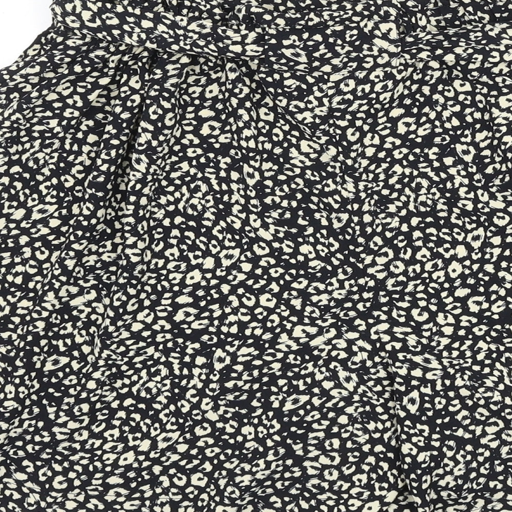 TU Womens Black Animal Print Polyester Culotte Shorts Size 12 L5 in Regular Tie