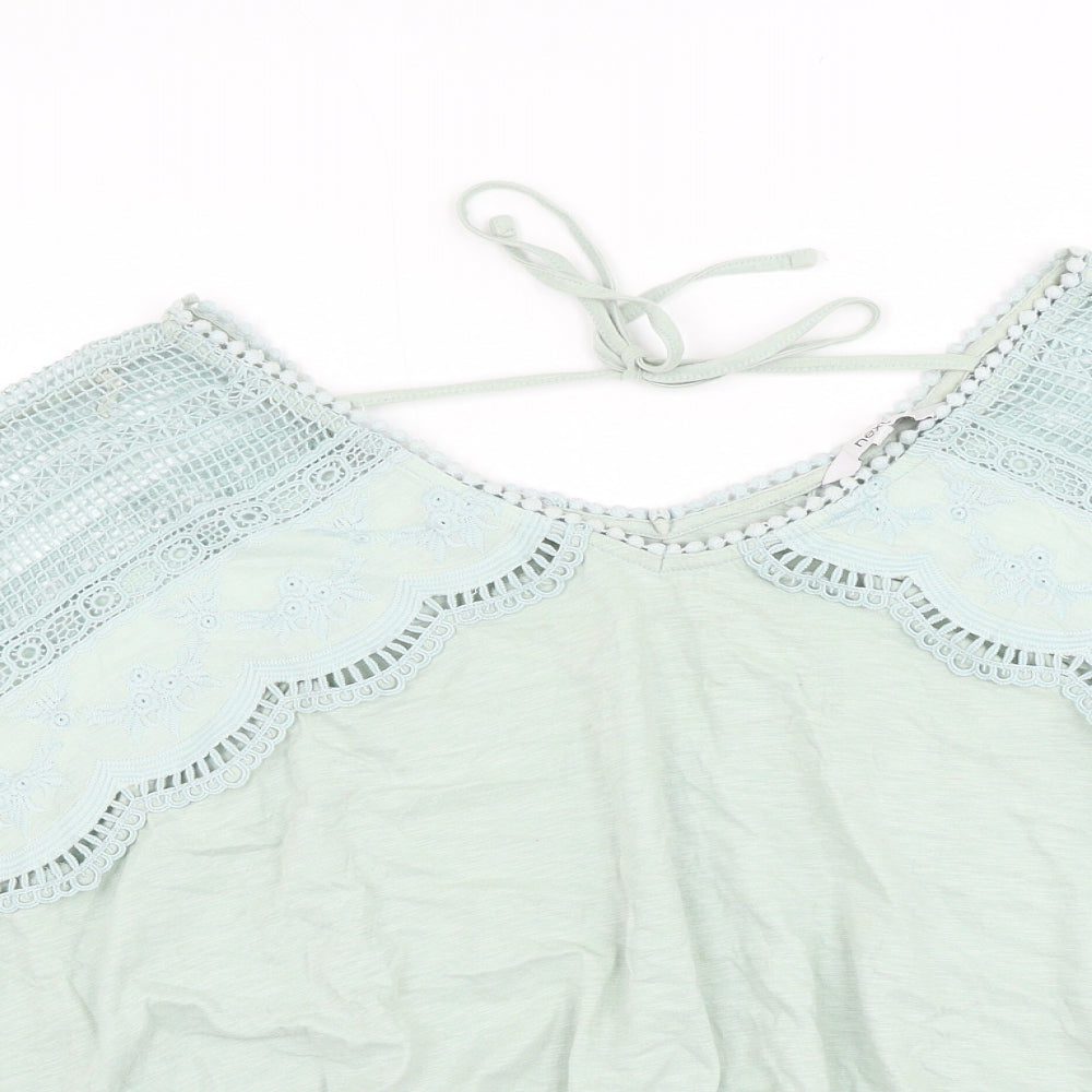 NEXT Womens Blue Cotton Basic Blouse Size 12 V-Neck