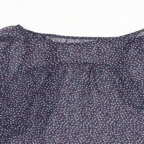Soaked in Luxury Womens Blue Geometric Polyester Basic Blouse Size M Boat Neck - Star