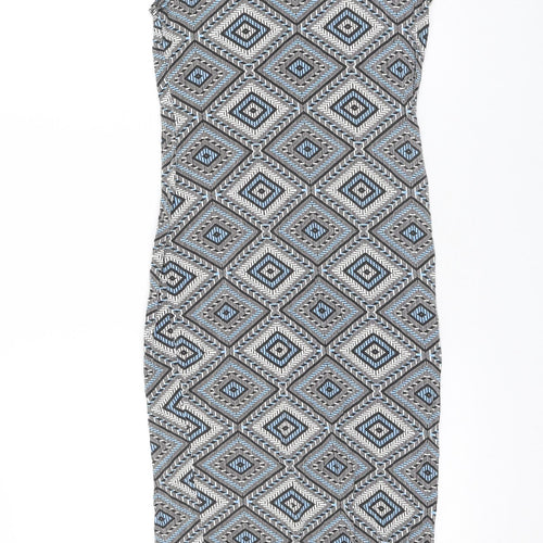 Select Womens Multicoloured Geometric Viscose Tank Dress Size 8 Scoop Neck Pullover