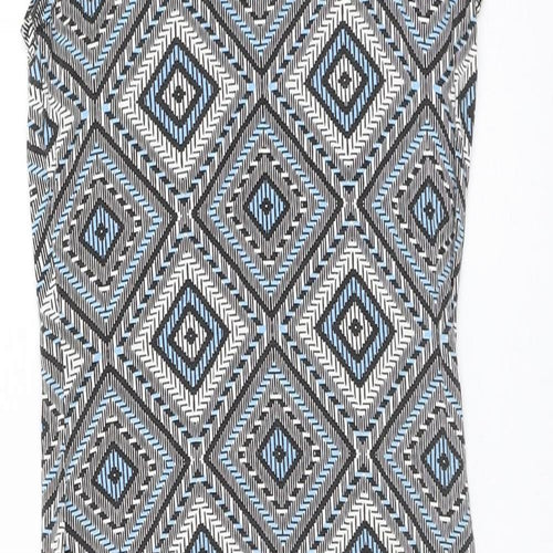 Select Womens Multicoloured Geometric Viscose Tank Dress Size 8 Scoop Neck Pullover