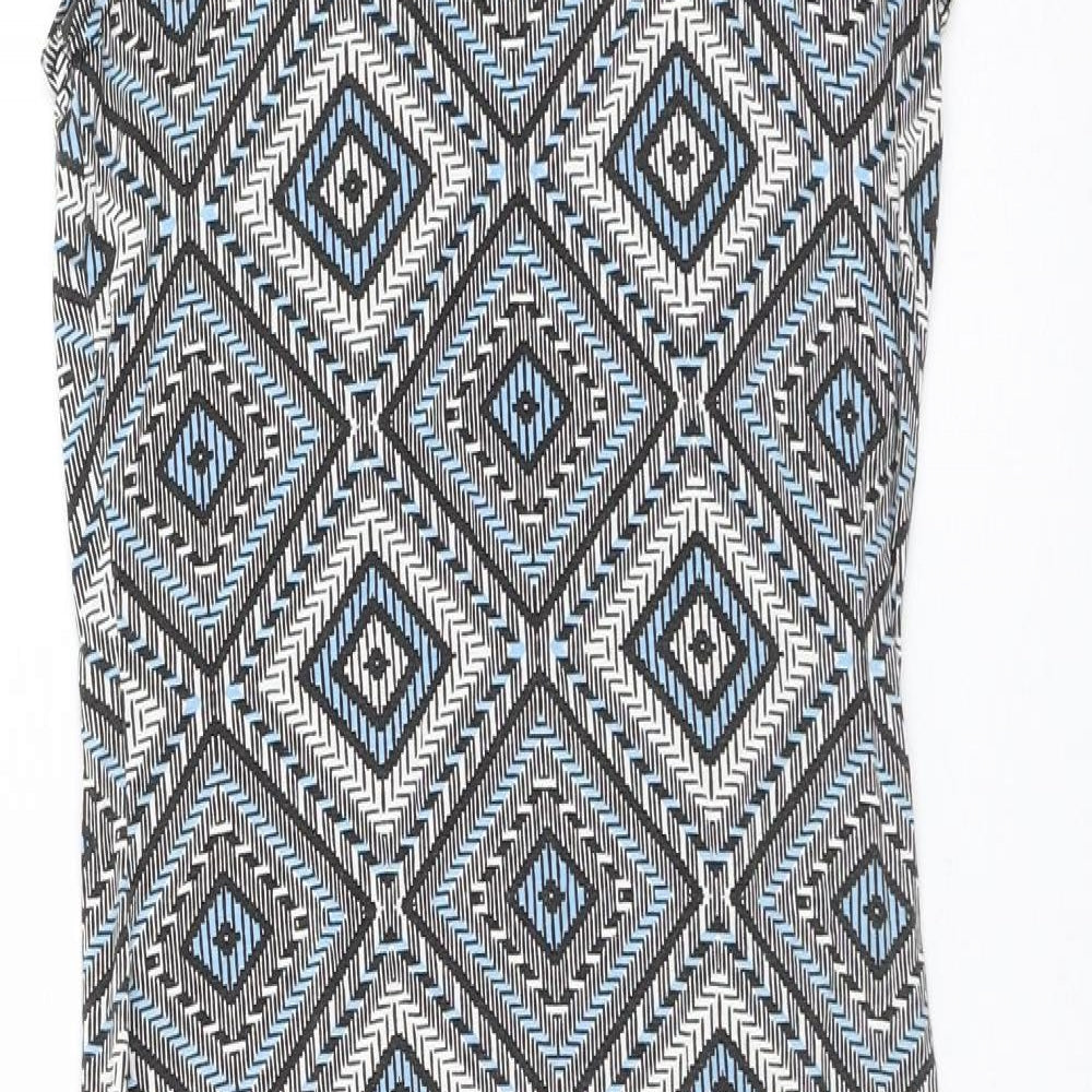 Select Womens Multicoloured Geometric Viscose Tank Dress Size 8 Scoop Neck Pullover