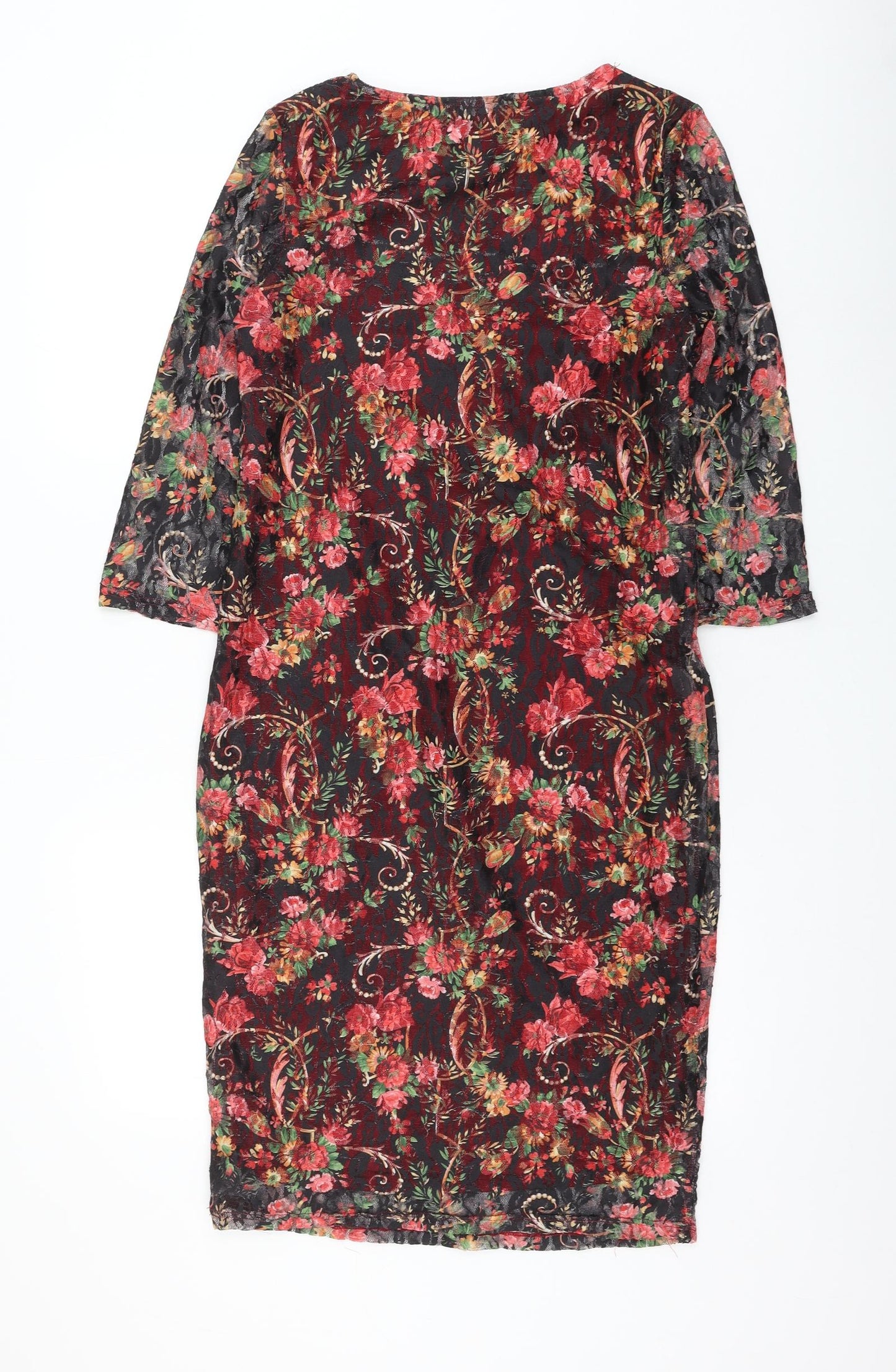 Jasmine Womens Multicoloured Floral Polyamide Shift Size 14 Round Neck Pullover