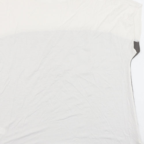 Nutmeg Womens White Colourblock Viscose Basic Blouse Size 10 Round Neck