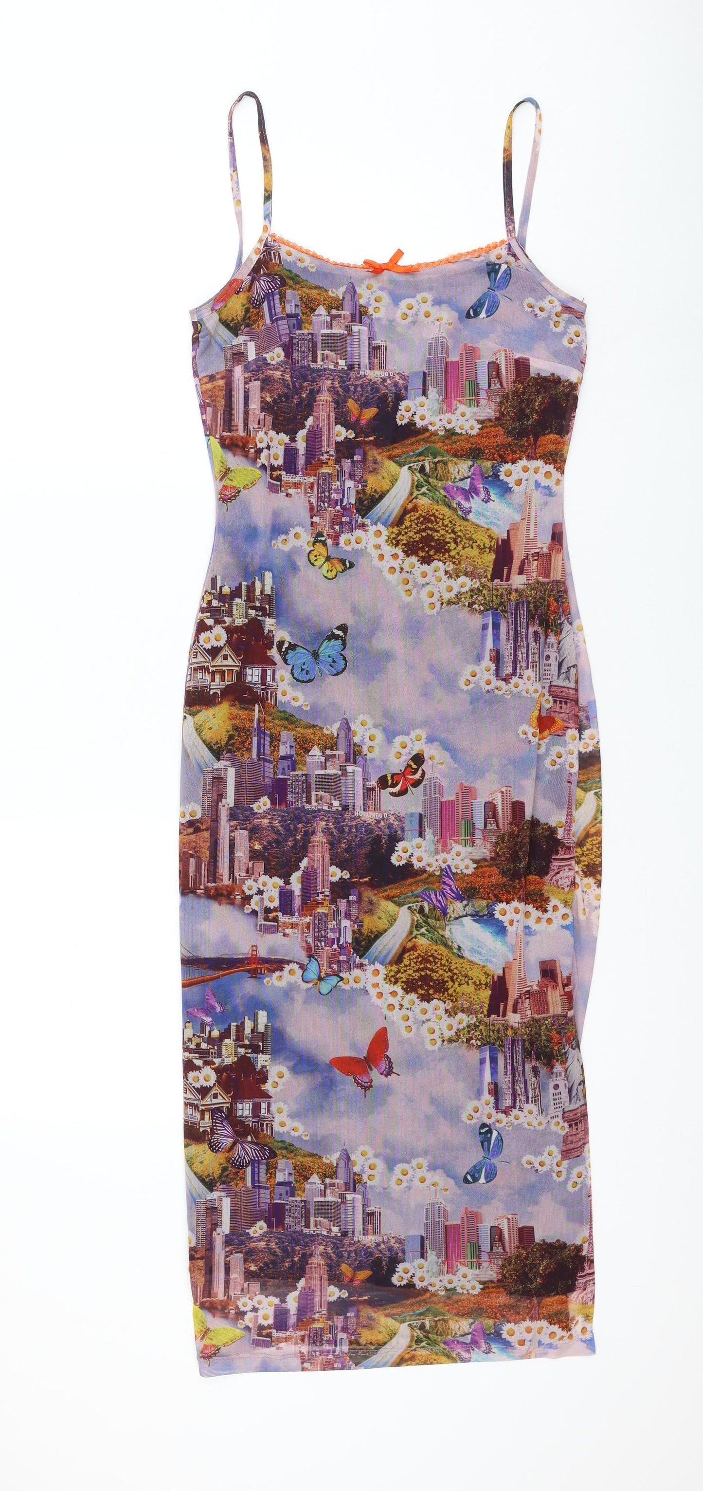 Vintage Supply Womens Multicoloured Geometric Polyester Tank Dress Size 6 Round Neck Pullover