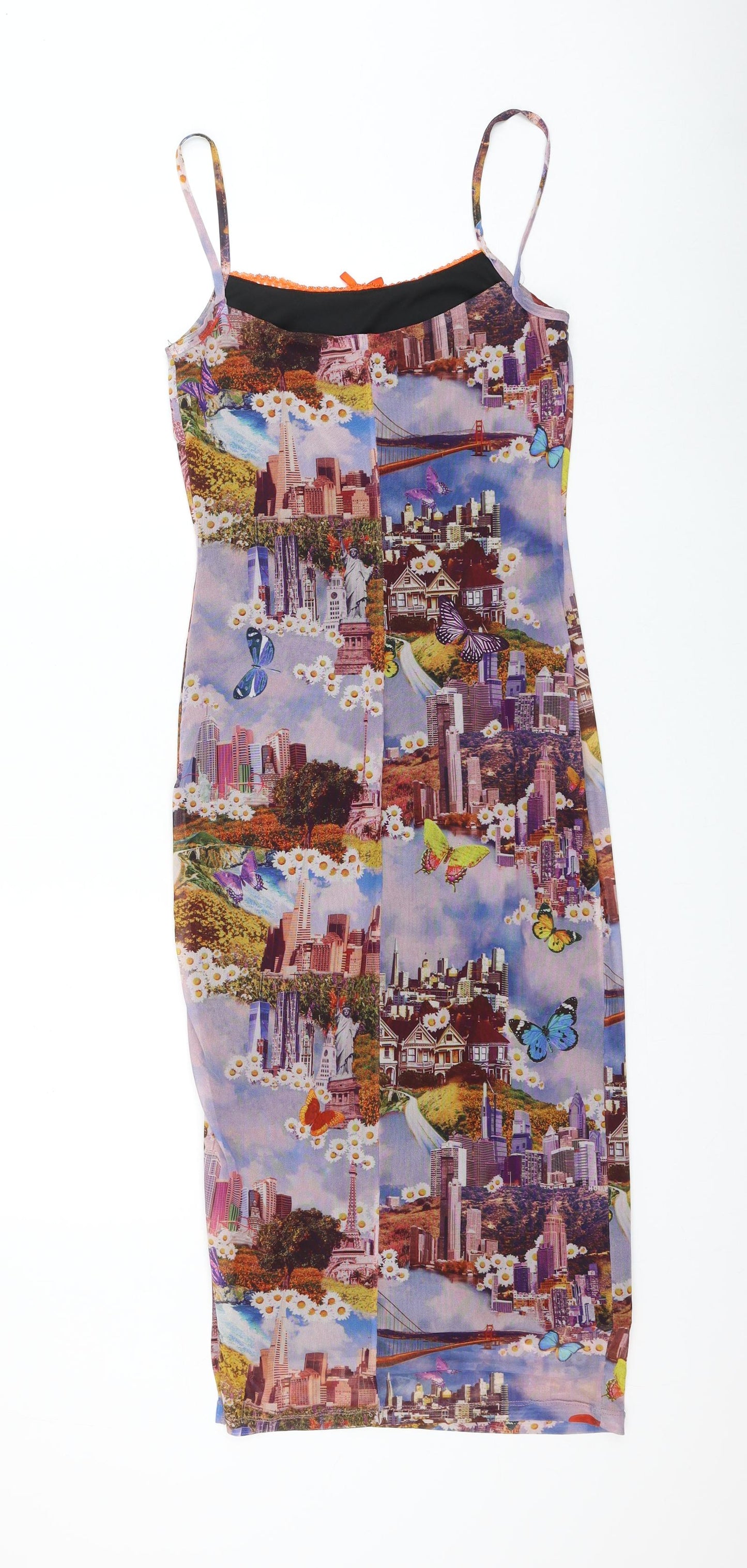 Vintage Supply Womens Multicoloured Geometric Polyester Tank Dress Size 6 Round Neck Pullover