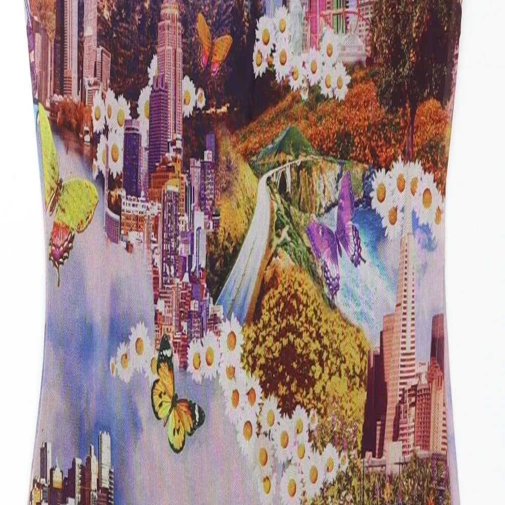 Vintage Supply Womens Multicoloured Geometric Polyester Tank Dress Size 6 Round Neck Pullover