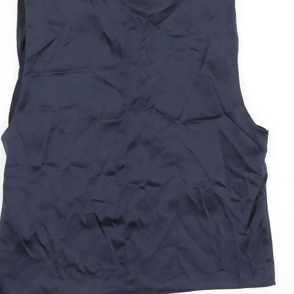 Zara Womens Blue Polyester Basic Blouse Size S V-Neck
