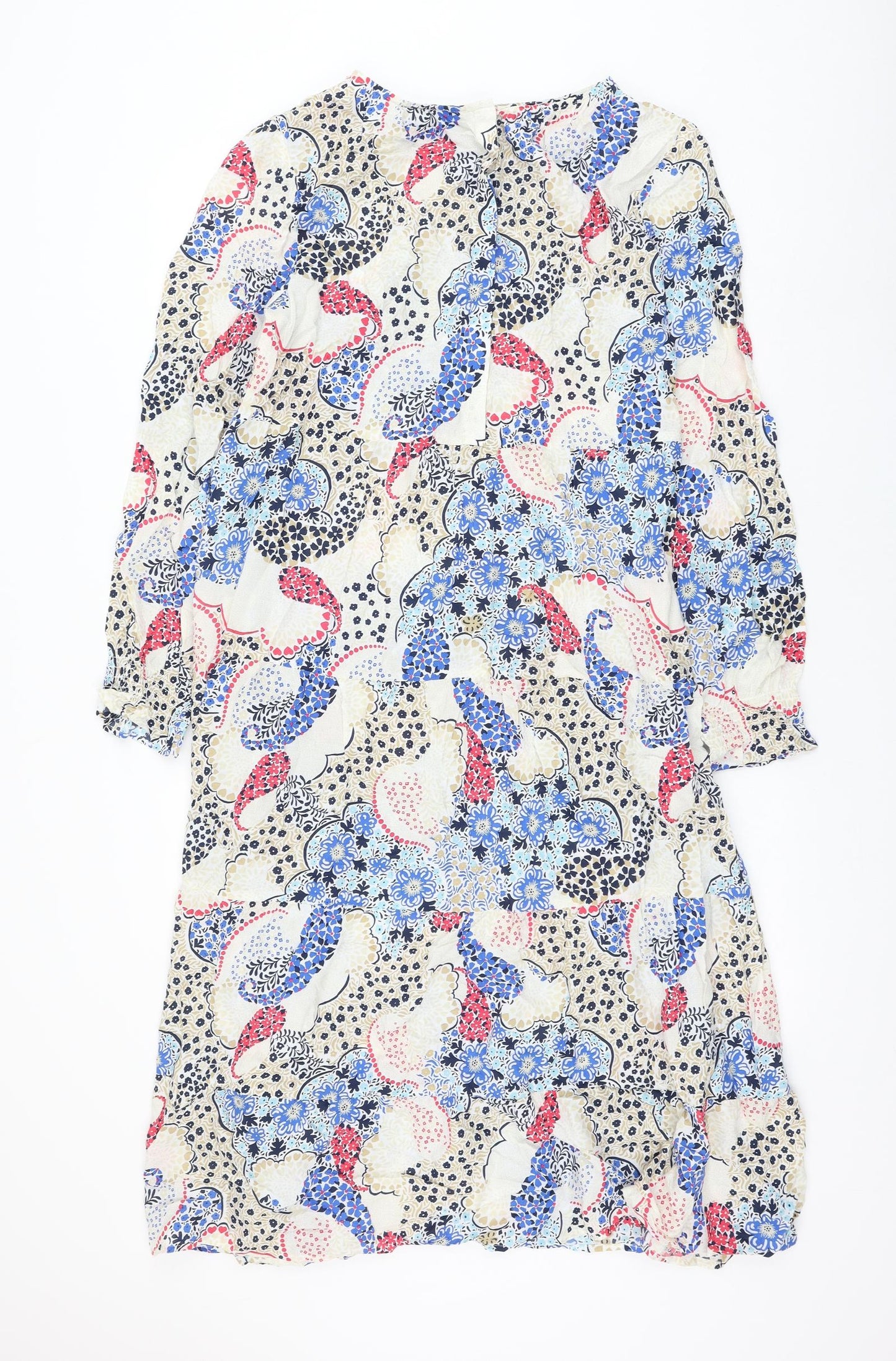 Marks and Spencer Womens Multicoloured Floral Modal A-Line Size 14 Round Neck Button
