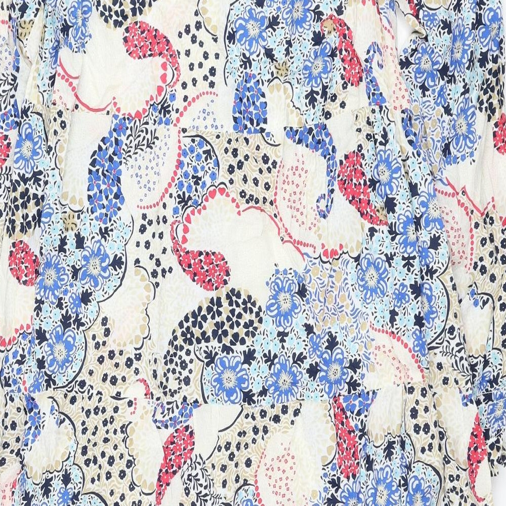 Marks and Spencer Womens Multicoloured Floral Modal A-Line Size 14 Round Neck Button