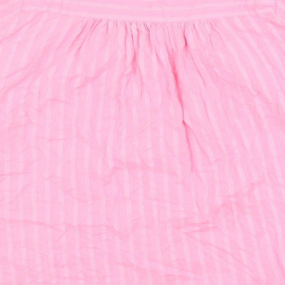 Marks and Spencer Womens Pink Cotton Basic Button-Up Size 18 Round Neck