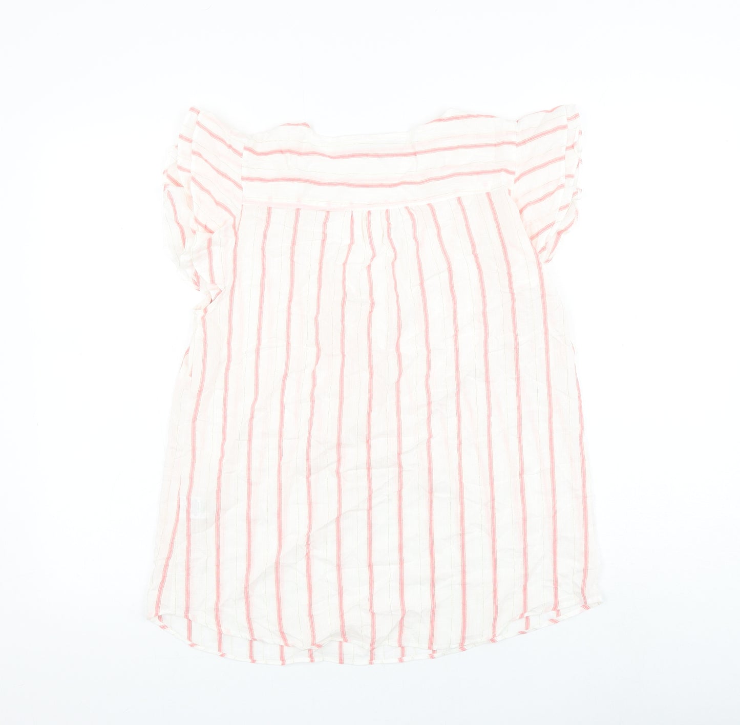 Papaya Womens White Striped Viscose Basic Blouse Size 10 V-Neck