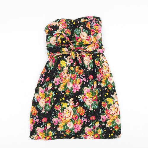 G-Heaven Womens Black Floral Cotton Mini Size S Off the Shoulder Pullover