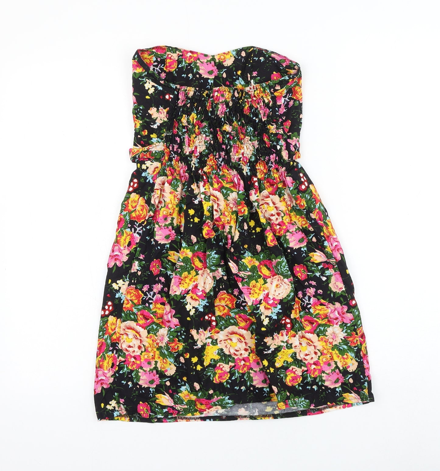 G-Heaven Womens Black Floral Cotton Mini Size S Off the Shoulder Pullover