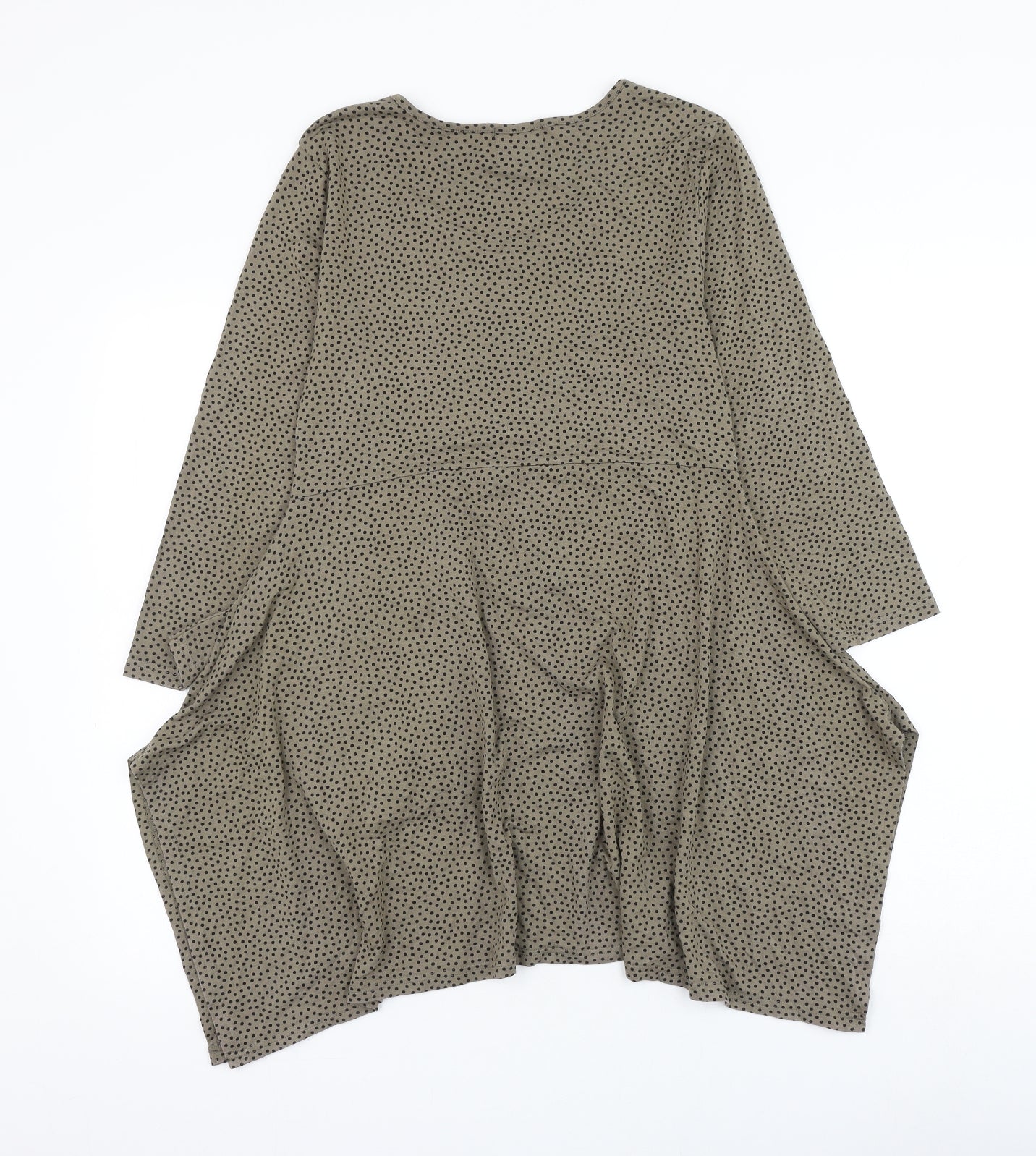Masai Womens Brown Polka Dot Polyester Tunic Blouse Size S Round Neck - Asymmetric
