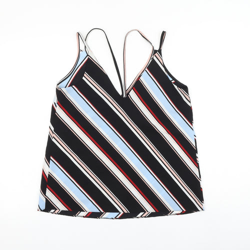 Primark Womens Multicoloured Striped Polyester Camisole Tank Size 8 V-Neck
