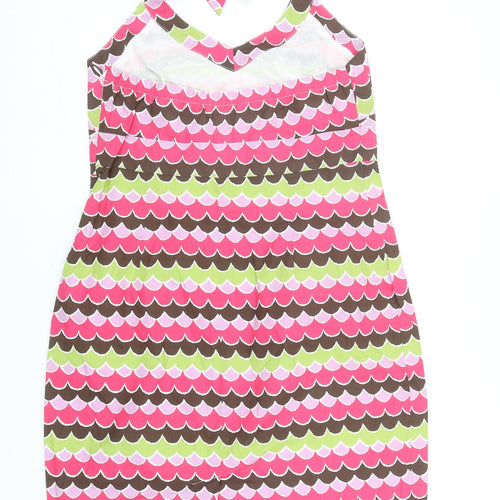 Boden Womens Multicoloured Geometric Cotton A-Line Size 14 Halter Zip