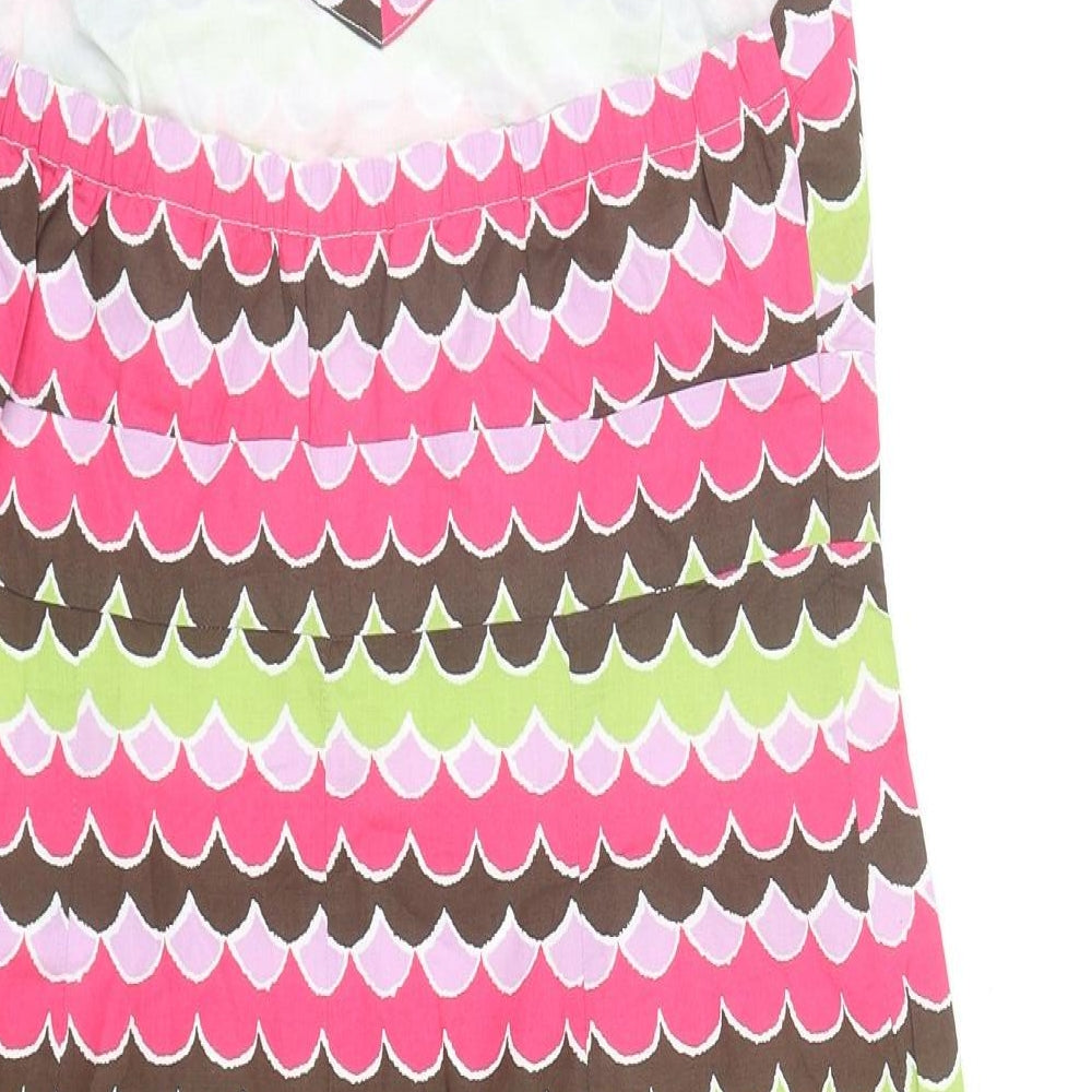 Boden Womens Multicoloured Geometric Cotton A-Line Size 14 Halter Zip
