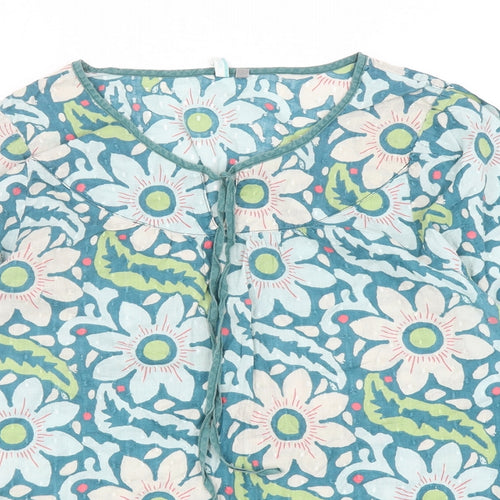 Seasalt Womens Blue Floral Cotton Basic Blouse Size 14 Round Neck