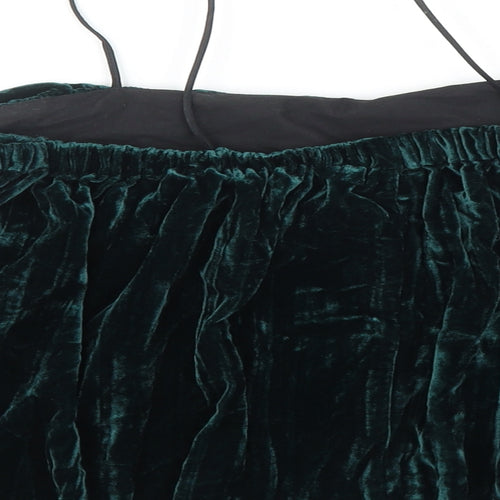 Topshop Womens Green Viscose Basic Blouse Size 8 Off the Shoulder - Cropped